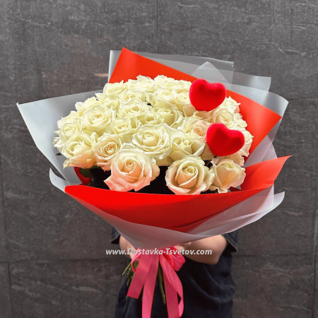 Bouquet of white roses "Tender Love"