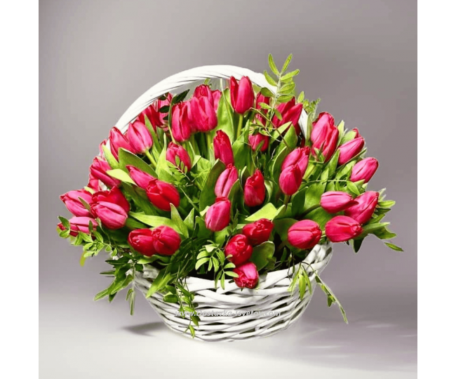 Tulips Basket with tulips "Mercy"