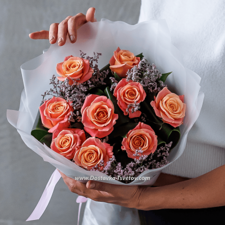 Bouquet of pink roses "Vanilla"