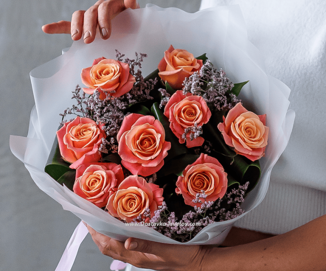 Pink roses Bouquet of pink roses "Vanilla"