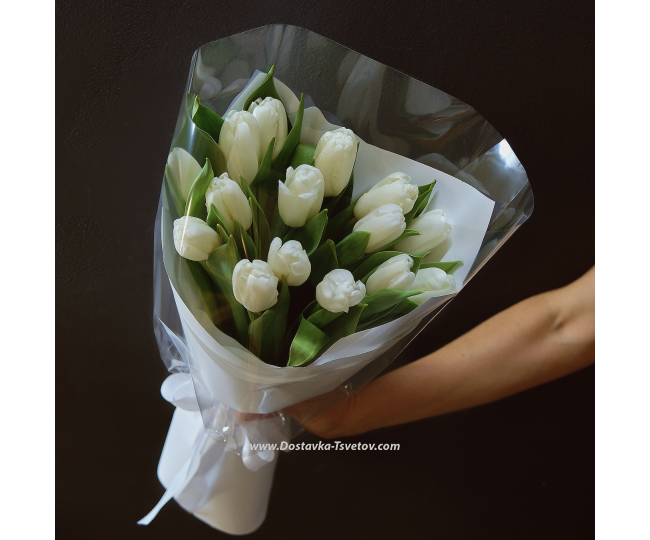 Tulips White bouquet "Pretty Girl"