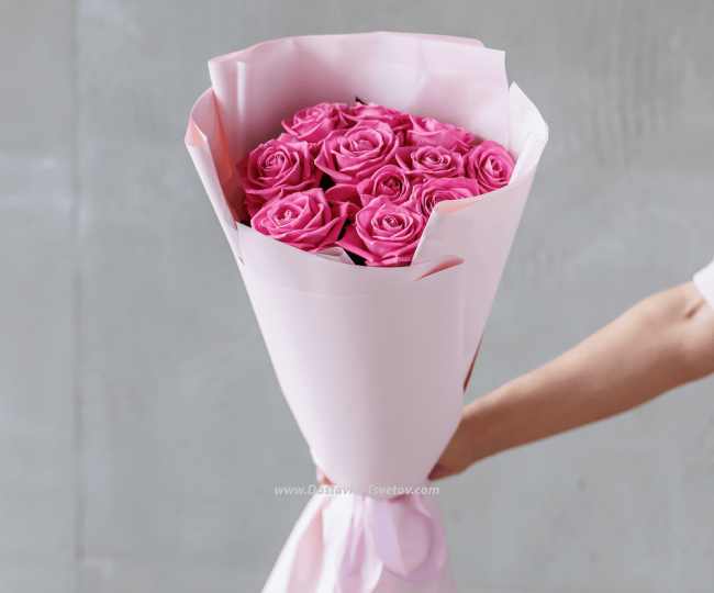 Bouquet of pink roses "Charm" - photo #2