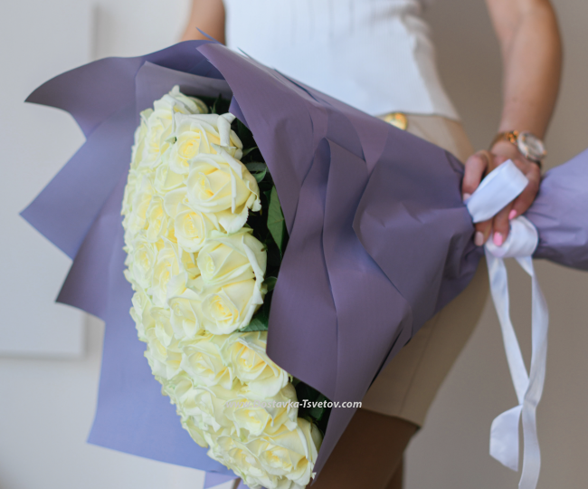 Bouquet of roses "White Swan" - photo #4