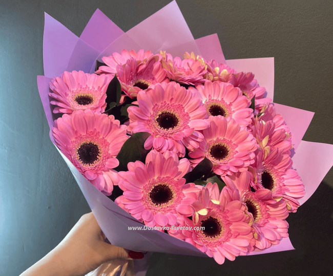 Bouquet of pink gerberas "Barbie" - photo #2