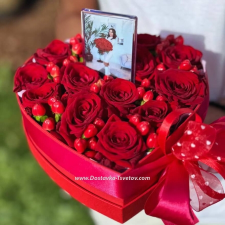 Your photo in a heart of roses
