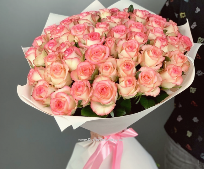 Pink roses Bouquet of pink roses "Fairy tale" 51 pieces