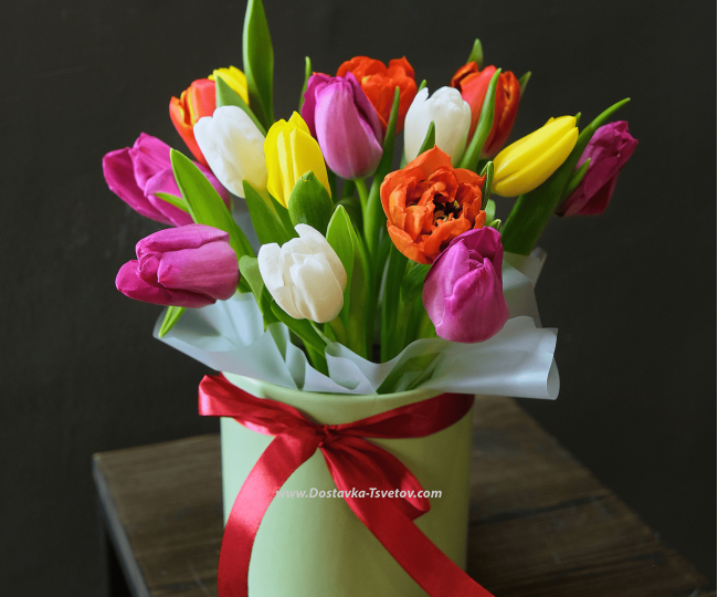 In the box Tulips "Letter to Juliet"