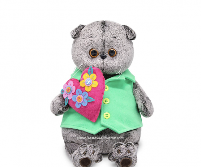 Stuffed Toys Basik with a heart in a flower