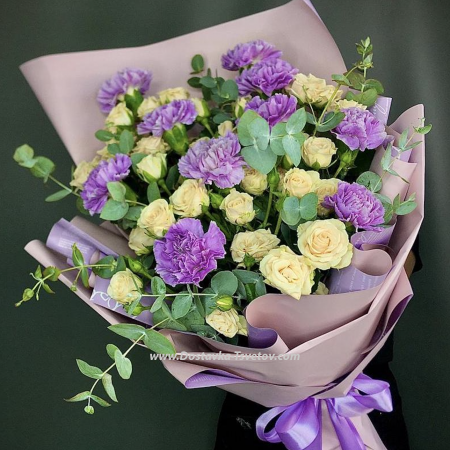 Carnations and roses "Plum Orchard"