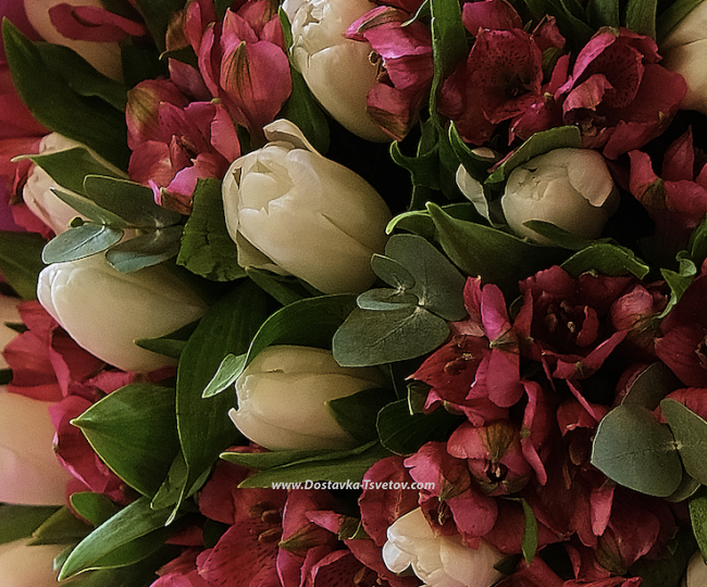 Bouquet of tulips and alstroemerias "Slava" - photo #4