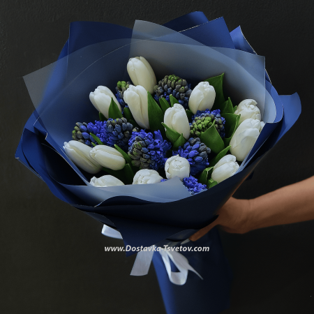 Hyacinths and tulips "Russia"