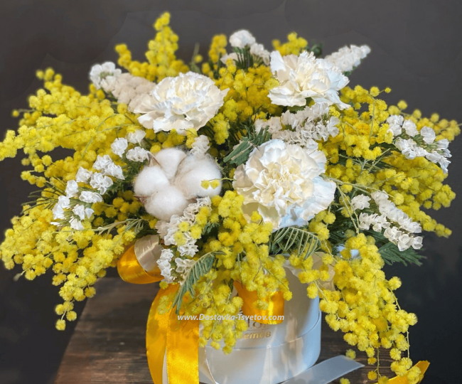 March 8 Composition "Snowy Mimosa"