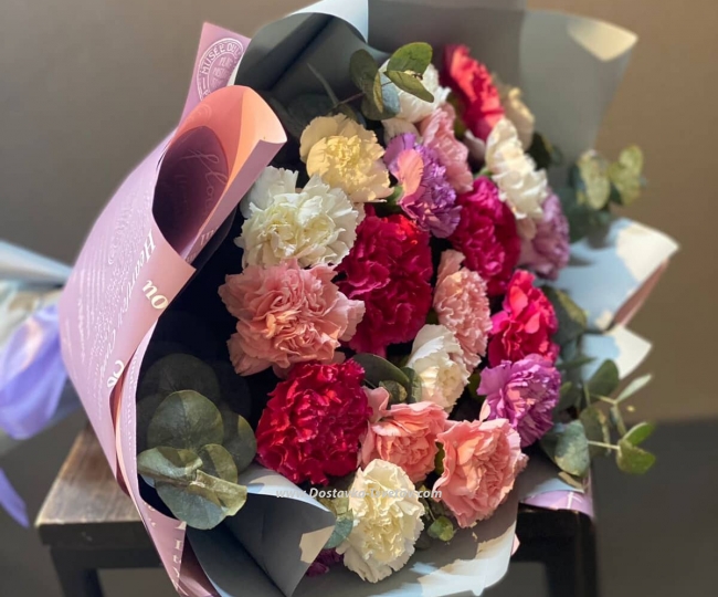 Flowers Multicolored carnations "Tinker Bell"
