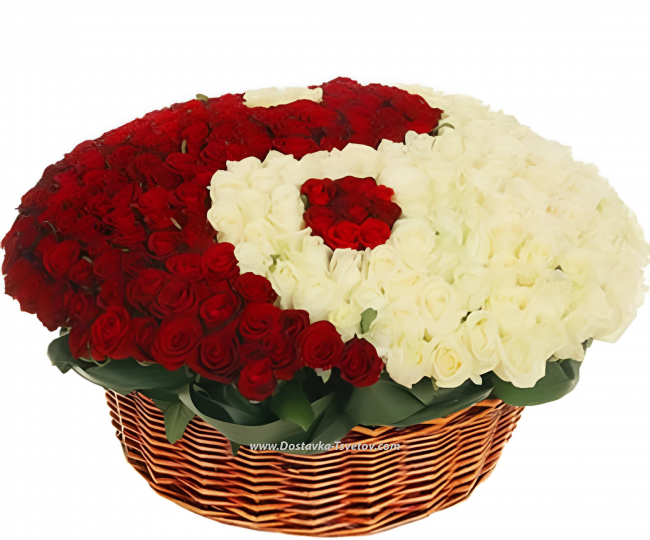 301 roses in the basket "Yin and Yang"