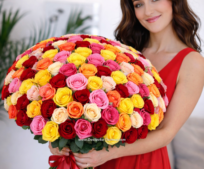 Colorful bouquets Kenyan Rose "Hot Kiss"