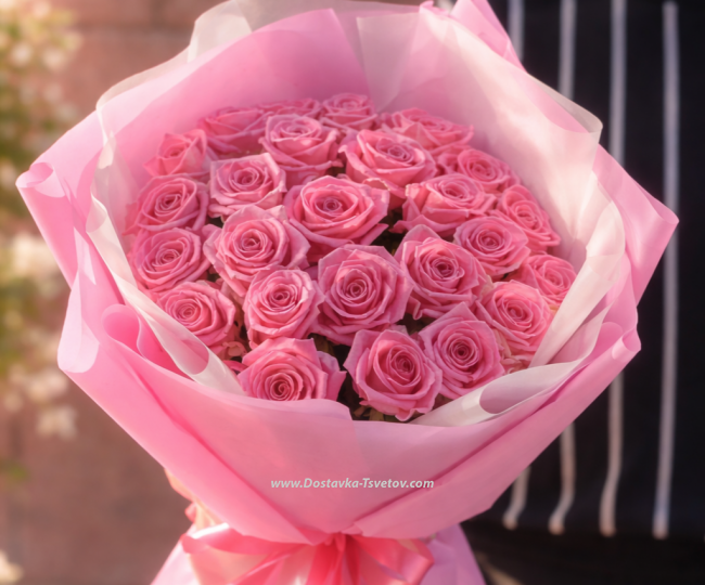 Roses Bouquet of pink roses "Infiniti"
