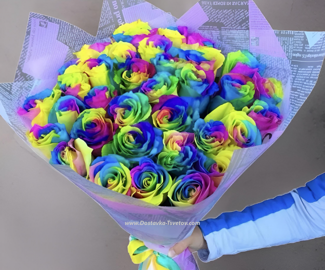 Rainbow roses A vibrant bouquet of rainbow roses, "Colorful Pattern"