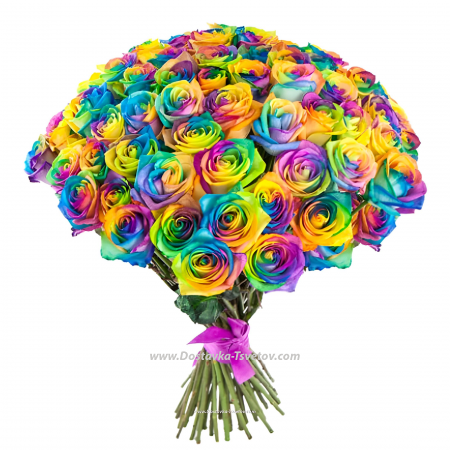 A vibrant bouquet of rainbow roses "Living Colors"