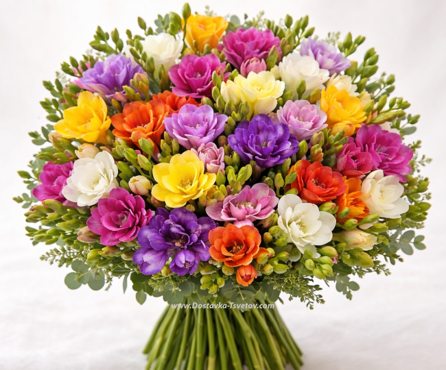 Freesias A colorful bouquet of freesias "Allegro"