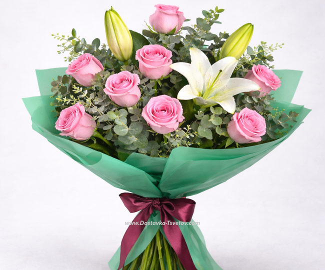 Flowers Lilies and roses "Waffle"