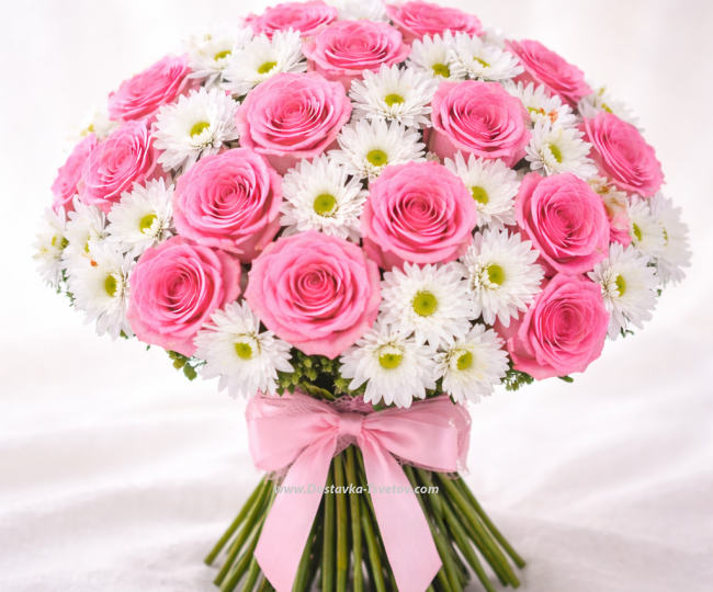 Flowers Roses and chrysanthemums "Harmony"