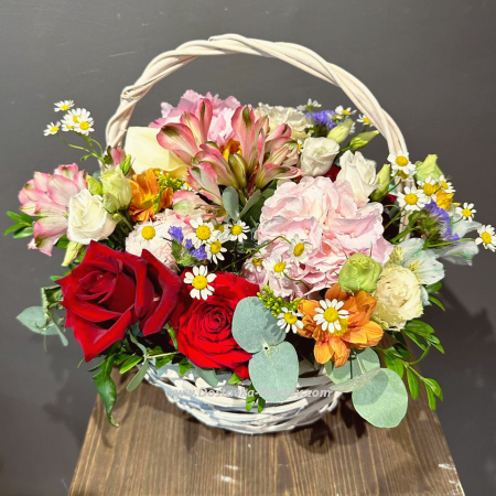 Flowers mix in a basket