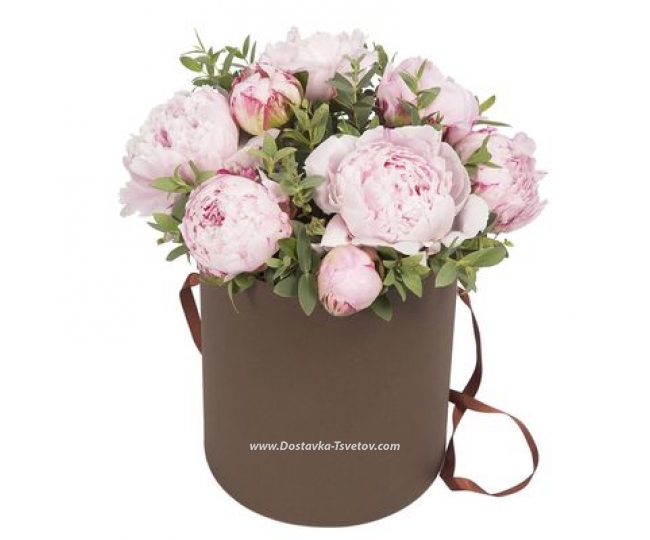 Peonies in a box Box with peonies "Crystal"