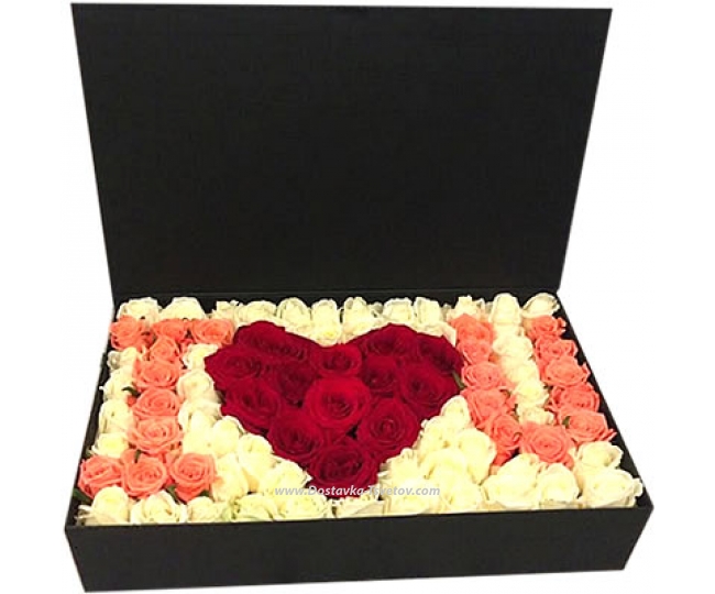 Flowers Roses in a box "I Love You"