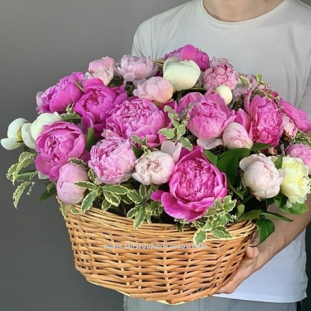 Peonies in the basket "My beauty"