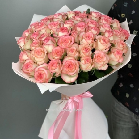 Bouquet of pink roses "Fairy tale" 51 pieces