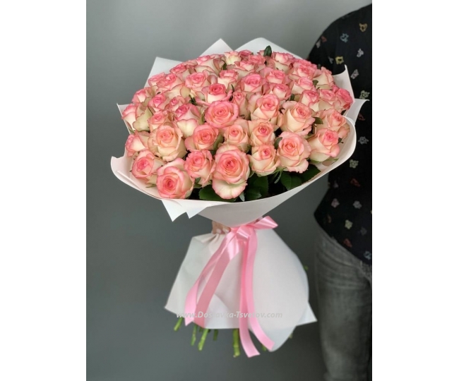 Pink roses Bouquet of pink roses "Fairy tale" 51 pieces