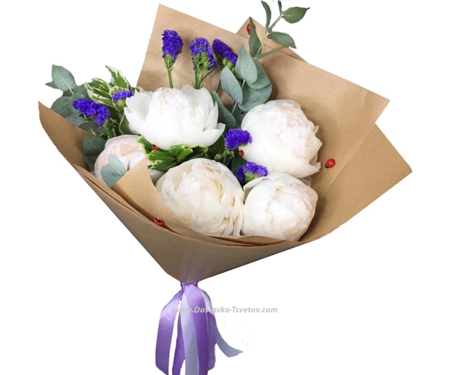 Peonies Peonies in a bouquet "Snow Gnome"