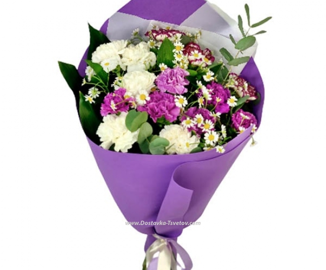 Bouquet of carnations with daisies "Summer Day" - photo #2