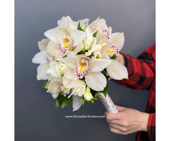 Bridal bouquet of orchids For the bride "White Bird"