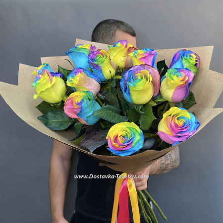 Bouquet of rainbow roses "Beads"