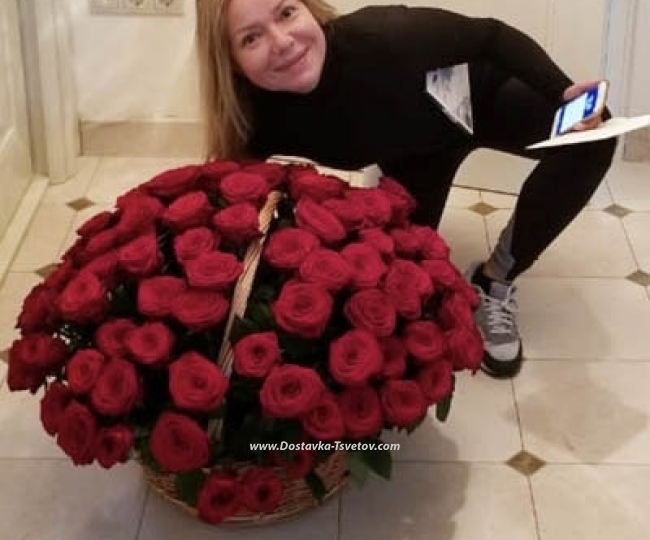 Basket of red roses "Love" - photo #2