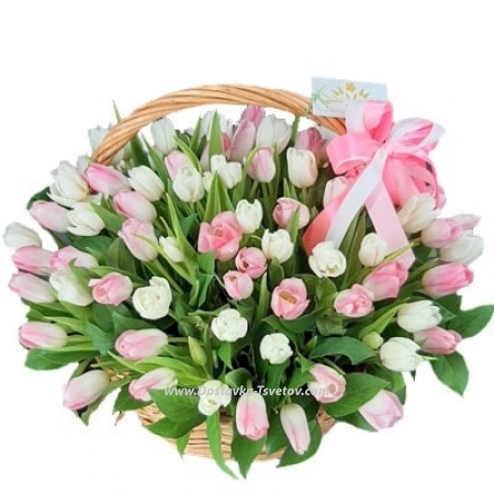 Tulips in the "Twist" basket