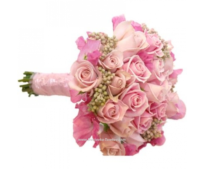 Bridal bouquet of pink roses Bouquet of the bride "Rose Quartz"