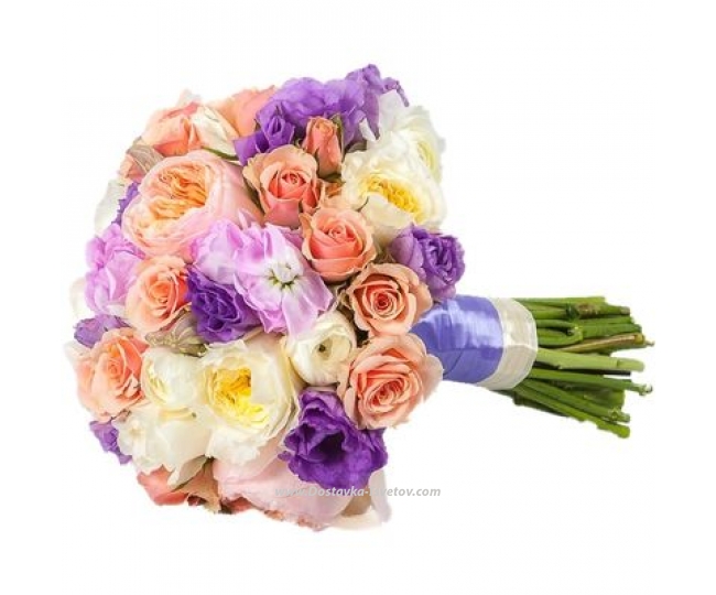 Bridal bouquet of peony roses Bouquet of roses to the bride "Krasa"