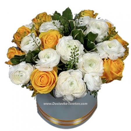 Ranunculus and roses "Curly"