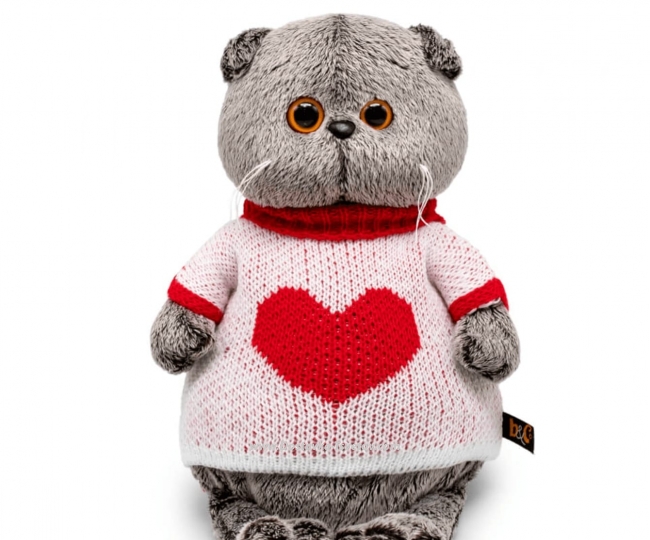 Stuffed Toys Basik in a sweater with a heart