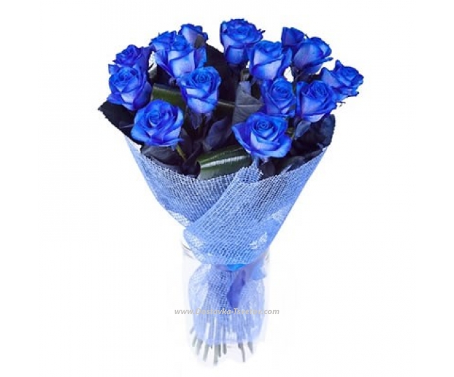 Flowers Bouquet of 15 blue roses "Lightning"