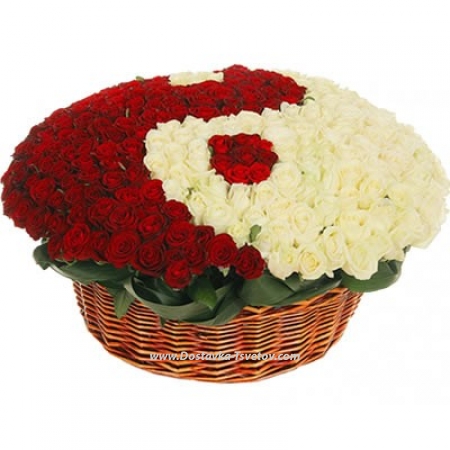 301 roses in the basket "Yin and Yang"