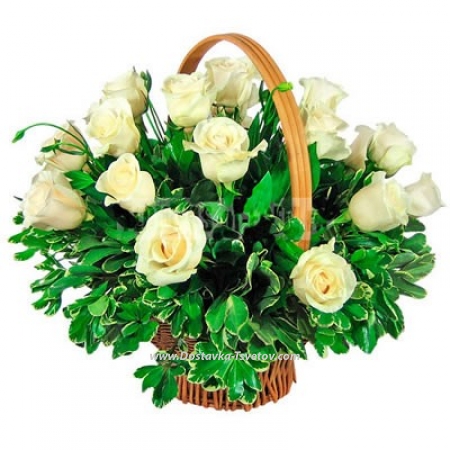 Basket of white roses "Granada"