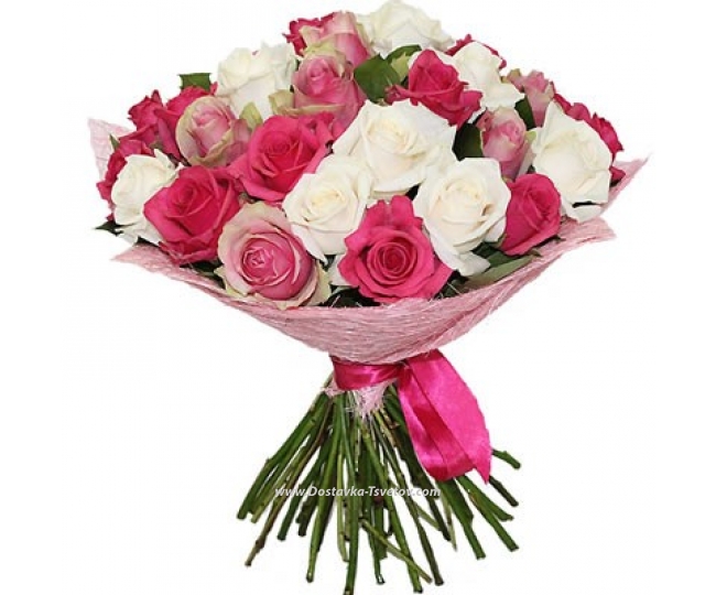 Rose Mix White and pink roses "Happiness"