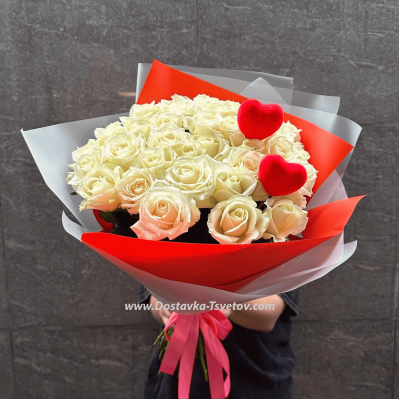 Bouquet of white roses "Tender Love"