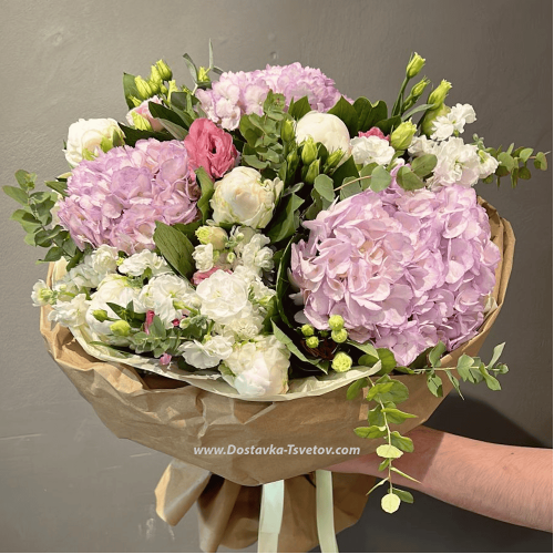 Peonies and hydrangeas "Poet"