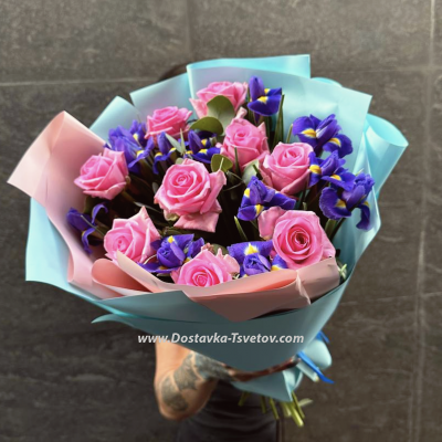 Irises and roses "Kaleidoscope"