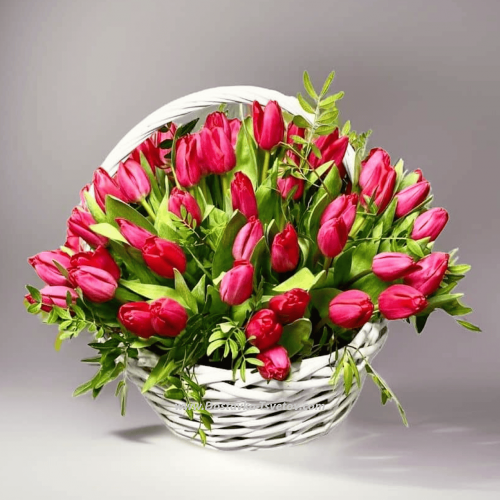 Basket with tulips "Mercy"