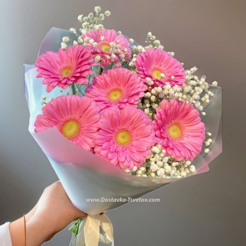 Bouquet of pink gerberas "Barbie"